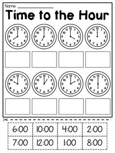 a worksheet for telling time to the hour