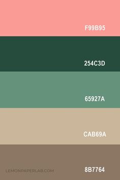 the color scheme for different shades of green, pink and brown