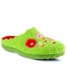 WILDFLOWER SLIPPER Womens Clogs And Mules, Colorful Slippers, Indoor Outdoor Slippers, Spring Step Shoes, Wool Cushion, Outdoor Slippers, Wool Slippers, Women's Mules, Boiled Wool