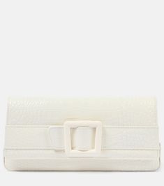 Maygot snake-effect leather clutch in white - Manolo Blahnik | Mytheresa Chic Rectangular Textured Leather Clutch, Chic Textured Leather Rectangular Clutch, Textured Leather Office Clutch, Textured Leather Clutch For Office, Textured Leather Clutch Wallet For Evening, Formal Beige Clutch With Magnetic Closure, Chic Textured Leather Clutch For Party, Beige Clutch With Magnetic Closure For Formal Events, Rectangular Leather Shoulder Bag For Events