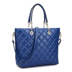 Material: Made of quilted faux leather, fashion and casual style. You can't go wrong with the classics, match various clothes and occasions, meet your needs in work or daily life. Large capacity: 16"W x 12"H x 6"D. This elegant bag allows women to easily bring essential items anywhere: work, school, a trip or a movie, music concert. Pockets: Top Center Zipper Closure.Interior Back Wall Pocket.Two Interior Pouch Pockets. Color: Blue.  Gender: female.  Age Group: adult. Faux Leather Tote Bag, Faux Leather Top, Quilted Tote Bags, Elegant Bags, Quilted Crossbody Bag, Quilted Totes, Handbag Straps, Satchel Purse, Work Bag