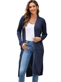 Women's long sleeve cardigan sweater Loose fit for ultimate comfort Buttonless design for a sleek look Made from high-quality Acrylic fabric Solid color pattern for versatility Medium thickness perfect for layering Pullover style for easy wear Long length at 80cm for added coverage Elevate your everyday style with this knitted jacket that combines fashion and functionality. Whether you're running errands or lounging at home, this cardigan sweater is a must-have in your wardrobe. Its loose fit an Non-stretch Cotton Winter Outerwear, Cozy Long Sleeve Cardigan With Relaxed Fit, Cozy Long Sleeve Relaxed Fit Cardigan, Winter Long Sleeve Cardigan For Layering, Soft Knit Cotton Long Sleeve Outerwear, Long Sleeve Cardigan For Winter Layering, Knit Sweater Coat With Pockets And Long Sleeves, Long Sleeve Cotton Cardigan For Fall, Fall Cotton Long Sleeve Cardigan