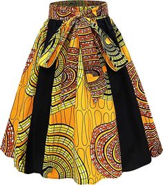 Amazon.com: DOAFRIAFRI Women African Short Print Skirt Ankara Wax Skirts with Pockets One Size (A13) : Clothing, Shoes & Jewelry African Design Skirts, African Flare Skirts, African Attire Skirts High Waist, Ankara Skirts Designs, African Skirts For Women, African Print Skirt Outfits, Ankara Flare Skirt, African Print Skirt Ankara Styles, Long African Skirt