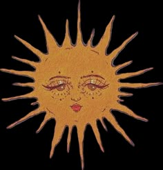 a drawing of the face of a sun with eyes drawn on it's side