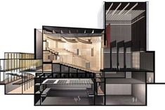 an architectural rendering of the interior of a building