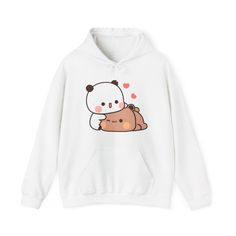 Bubu and Dudu Unisex Heavy Blend™ Hooded Sweatshirt Panda Bear Hug Hoodie Cute Kawaii Sweater for Couples Girlfriend Anniversary Welcome to ZUZURI, your delightful haven for treasures!  Step into cozy comfort with our Bubu and Dudu Hoodie, the perfect blend of warmth and style! This unisex heavy blend hooded sweatshirt features your favorite adorable duo, Bubu and Dudu, making it a must-have for fans. Crafted from a thick blend of cotton and polyester, it feels plush, soft, and warm, ideal for a Kawaii Sweater, Girlfriend Anniversary, Anime Sweatshirt, Bear Shirt, Winter Casual, Couple Shirts, Panda Bear, Clothes Gift, Matching Outfits