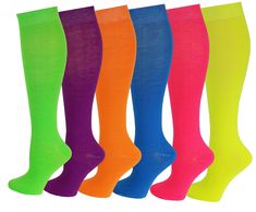 PRICES MAY VARY. Quantity : 6 Pairs Per lot Materials : 95% Polyester , 5% Spandex Size : 9-11 ( Fit women shoe size 4 to 10 ) Length : 14" top to heel Comfortable Stretch for All Day long. Nurse Socks, Instagram Model Outfits, Womens Compression Socks, Blue Emoji, Fancy Design, Knit Leg Warmers, Colorful Socks, Womens Knee High Boots, Neon Color