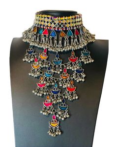 this listing is for Oxidised necklace in multicolor. It is long necklace 20 inch .  adjustable tie option. You can wear with western and Indian wear both. color option avail;-  blue pink multi Adjustable Multicolor Necklace For Party, Adjustable Multicolor Necklaces For Party, Multicolor Metal Necklace With Adjustable Chain, Multicolor Necklace For Festivals, Multicolor Necklaces For Festivals, Multicolor Jewelry For Festivals, Multicolor Festival Necklaces For Festivals, Multicolor Festive Jewelry For Festivals, Vintage Multicolor Jewelry For Festivals