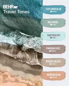 the beach is full of waves and sand, with text overlaying it that reads behrr travel tones