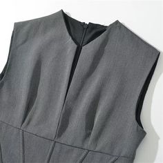 Experience timeless elegance with the Seraphina Corset Pleated Dress. This grey, chic dress features a sleeveless design and a flattering corset style around the waist and pleated details; it even has pockets! Perfect for any occasion, this dress will make you feel confident and stylish. Elevate your wardrobe and make a statement with this stunning dress. Tank Pattern, Sleeveless Party Dress, Women Back, Casual Sundress, Versatile Dresses, Corset Style, Sleeveless Mini Dress, Slim Waist, Middle Age