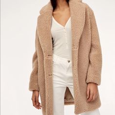 Gorgeous Light Pink Teddy Coat From Wilfred. Has Two Deep Side Pockets And Is So Warm! They Don’t Sell This Color Anymore, But You Can Find Size/Fit Info Here: Https://Www.Aritzia.Com/Us/En/Product/The-Teddy-Cocoon/69393.Html Feminine Single-breasted Outerwear With Lapel Collar, Feminine Winter Outerwear With Button Closure, Feminine Long Sleeve Winter Outerwear, Feminine Outerwear With Button Closure For Fall, Feminine Fall Outerwear With Button Closure, Feminine Winter Outerwear For Work, Feminine Long Sleeve Outerwear For Fall, Feminine Winter Workwear Outerwear, Feminine Long Sleeve Fall Outerwear