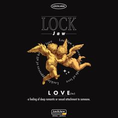 an ad for lock jaw, featuring two cherubs with the words love on them