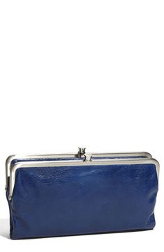 Hobo International 'Lauren' Double Frame Clutch #Nordstrom Chic Formal Clutch With Leather Lining, Classic Blue Travel Clutch, Classic Blue Clutch For Travel, Chic Rectangular Clutch With Leather Lining, Chic Compact Formal Wallets, Chic Compact Wallets For Formal Occasions, Chic Bifold Clutch With Interior Card Slots, Elegant Coin Purse With Snap Closure For Everyday, Elegant Bifold Wallet With Magnetic Closure