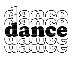 the word dance is written in black and white with an artistic font pattern on it