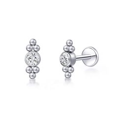 PRICES MAY VARY. ✨ Titanium Earrings for Sensitive Ears - Titanium hoop earrings are made of the safest implant grade F136 titanium . Non-allergenic, nickel-free, and suitable for women men with sensitive ears. 💎 The set comes in two pairs of lengths 6mm (1.0mm 18G) and 8mm (1.0mm 18G), suitable for all positions. The smaller and subtle stone size is suitable for wearing in the second or third hole. you can check the Size Image and Model-wearing Image for refference. 💝 Secure and convenient fl Tragus Piercing, Ear Parts, Daith Earrings, Titanium Jewelry, Titanium Earrings, Body Jewelry Piercing, Flat Back Earrings, Helix Earrings, Pierced Jewelry