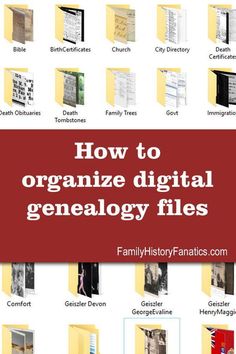 how to organize digital geneal files with family history fanatics's info sheet