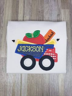 Back to School Personalized Shirt, Embroidered Truck Shirt, Custom BacK to School shirt. Truck Shirt, Truck Shirts, Boys Graphic Tee, School Shirts, Personalized Shirts, Embroidered Shirt, Boy's Clothing, Back To School, Graphic Tees