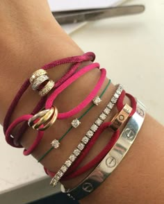 Cartier Love Bracelet Stack, Love Bracelet Stack, Brazilian Nuts, Clover Club, Wrist Jewelry, Jewelry Accessories Ideas, Love Bracelet, Girly Accessories