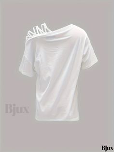 Bjux - Womens Graphic Print T-shirt: Stylish Asymmetrical Slanted Shoulder, Ideal Casualwear for Girls Edgy Tops With Asymmetrical Hem For Spring, Edgy Top With Asymmetrical Hem For Spring, Trendy Asymmetrical Cotton Top, Edgy Asymmetrical Tops For Spring, Casual Asymmetrical T-shirt For Spring, Edgy Asymmetrical Summer Tops, Trendy T-shirt With Asymmetrical Hem For Spring, Casual White Asymmetrical Tops, Trendy Asymmetrical Hem T-shirt For Spring