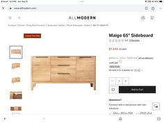 a wooden dresser sitting on top of a website page