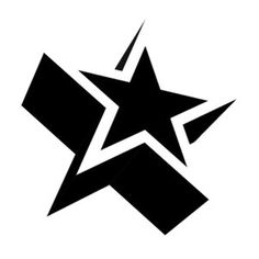 a black and white star logo on a white background