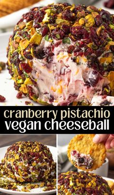 cranberry pistachio vegan cheeseball is an easy appetizer for any party