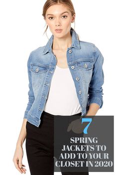 The hottest styles of spring jackets for women in 2020 including leather jackets, denim, blazers, casual jackets and work wear.  Plus tons of outfit inspirations and where to find the best jackets to add to your closet this year. #springfashion Cheap Spring Denim Jacket, Cheap Cropped Denim Jacket For Spring, Women’s Spring Jacket, Trendy Spring Denim Jacket With Buttons, Trendy Single-breasted Denim Jacket For Spring, Black Corduroy Jacket, Lightweight Trench Coat, Light Denim Jacket, Black White Blazer