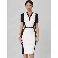 This dress can be a perfect addition to almost any outfit from formal to daily wear, great for work, meeting, office, businesses, work, party, cocktail, wedding, casual, daily dressing, etc. Pair with high heels for a vintage office look. Comfortable and versatile, this pencil dress perfect on its own or as a layer under a blazer. Fitted V-neck Bodycon Dress For Office, Fitted V-neck Midi Dress For Career, Chic V-neck Bodycon Dress For Office, Fitted Knee-length Bodycon Dress For Office, Office Knee-length Slim Fit Bodycon Dress, Knee-length Slim Fit Bodycon Dress For Office, Slim Fit Knee-length Bodycon Dress For Office, Slim Fit Knee-length Bodycon Office Dress, Knee-length Bodycon Dress For Work