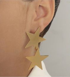 Material: Stain steel. Gold Starburst Party Earrings, Gold Starburst Earrings For Party, Handmade Gold Star Earrings, Big Star Earrings, Holiday Earrings, Party Earrings, Holiday Earring, Festive Holiday, Big Star