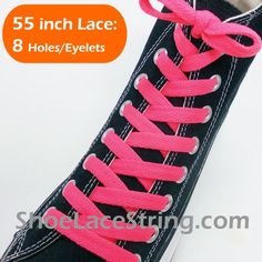 1 unit include *1 pairs* of *55 INCH* Neon Pink Flat Shoe Laces Main Color: Neon Pink Sub Color: n/a Basic flat slim shoe laces Compatible with athletic and casual shoes, sneakers Style: Plain Length: 54 inch: Good for 8 pair eyelets/holes Width Type : Regular Green Flats Shoes, Bright Sneakers, Black Nike Sneakers, Green Flats, Pink Converse, Mens Dress Socks, Black Combat Boots, Orange Shoes, Lace Sneakers