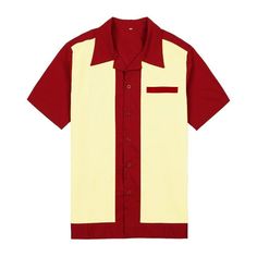 Red Tops With Casual Collar For Summer, Red Cotton Tops With Casual Collar, Red Camp Collar Top For Summer, Vintage Summer Tops With Casual Collar, Red Collared Top For Summer, Retro Red Long Sleeve T-shirt, Yellow Cotton Top With Casual Collar, Vintage Red Camp Shirt With Camp Collar, Red Collared Flannel Shirt