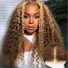 UNice Highlights Blonde Glueless Wear and Go Wigs Curly Pre Cut Lace Human Hair Highlight Blonde, Honey Blonde Highlights, Virgin Hair Wigs, Curly Lace Front Wigs, 360 Lace Wig, Colored Wigs, Curly Wig, Straight Human Hair, Honey Blonde