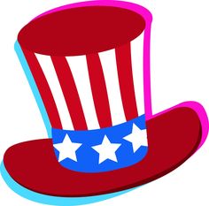 a red, white and blue top hat with stars