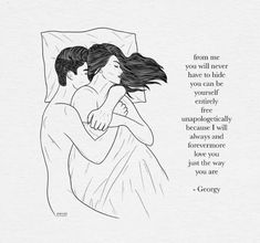 a drawing of two people in bed with the words from me you will never have to hide