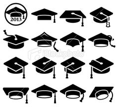 graduation caps and tassels for graduates in black on a white background stock photo