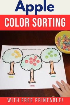 color sort cereal onto an apple tree printable Apple Activities For Preschool, Apple Activities For Kids, Apple Tree Activity, Apple Picking Season, Activity For Preschool, Activity For Toddlers, Apple Activities, Task Boxes