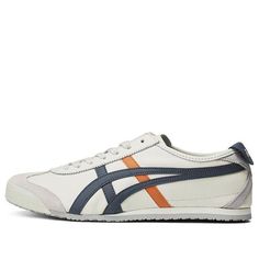 Onitsuka Tiger MEXICO 66 Shoes 'White Navy Orange' 1183B771-113 Mexico Shoes, Timeless Sneakers, Tiger Mexico 66, Onitsuka Tiger Mexico 66, Navy And Orange, Orange Sneakers, Mexico 66, Orange Accents