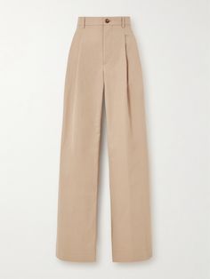 WARDROBE.NYC's pants have countless styling options – they can be teamed with a T-shirt and sneakers just as easily as a blazer and loafers. They're made from cotton-blend drill that holds its shape and have a high waist and sharp pleats to enhance the wide legs. Neutral Cotton Wide Leg Ankle-length Pants, Non-stretch Beige Ankle-length Wide Leg Pants, Cream Fitted Ankle-length Wide Leg Pants, Cream Cotton Wide Leg Ankle-length Pants, Versatile Non-stretch Beige Wide Leg Pants, Wardrobe Nyc, Chino Trousers, Wide Legs, Wide Leg Trousers