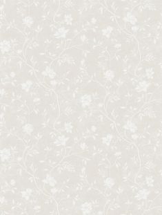 a wallpaper with white flowers and leaves on the side, in an off - white color