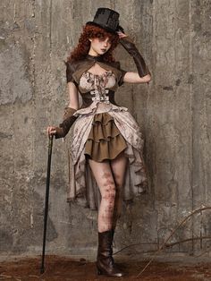 Brown Steampunk Open Bust PU Leather Banded Collar Top Mode Steampunk, White Goth, Steampunk Leather, Steampunk Fashion Male, Gothic Skirts, Style Steampunk, Steampunk Costume, Gothic Steampunk, Corset Belt