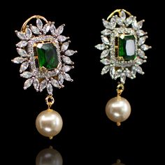 Delight your lobes in these elegant earrings holding lustrous stones! Graceful earrings featuring glittering emerald and CZ stones. Approximate earrings length is. 1.5". Gold-plated on high-quality brass as base metal. Made by order. Kindly allow 4-6 weeks for the delivery of this item. For custom or urgent requests, please contact support@alacouture.com. *Please Note: We use faux stones and beads in all of our jewelry. Elegant Green Plug Earrings For Party, Green Diamond Drop Earrings, Green Cubic Zirconia Diamond Drop Earrings, Green Jeweled Earrings For Formal Occasions, Elegant Green Crystal Earrings For Festive Occasions, Emerald Drop Diamond Earrings For Wedding, Elegant Cubic Zirconia Earrings With Stone Setting, Green Cubic Zirconia Drop Earrings, Hand Set Emerald Earrings For Party