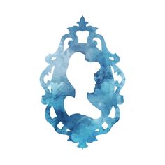 the silhouette of a woman in blue watercolor