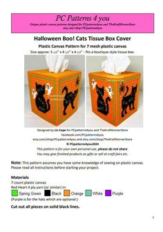 the instructions for how to make a halloween treat box with cats and bats on it