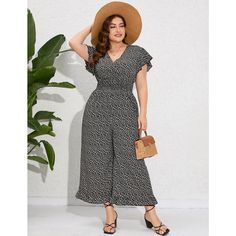 Plus Size Wide Leg Summer Jumpsuits for Women Loose Short Sleeve One Piece Outfit Smocked Waist Floral Romper Pants Black Smocked Bodice Jumpsuits And Rompers For Spring, Black Smocked Bodice Jumpsuit For Spring, Summer Jumpsuits, Plus Size Wide Leg, Target Clothes, Knit Jumpsuit, Jumpsuit Summer, One Piece Outfit, Black Flower