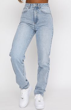 Who's That Girl Straight Leg Denim Jeans Washed Blue | White Fox Boutique USA Straight Leg Jeans Outfits, Light Blue Jeans, Cute Jeans, Straight Leg Denim, White Fox, Relaxed Fit Jeans, Light Wash Jeans, Girls Jeans, Pocket Design