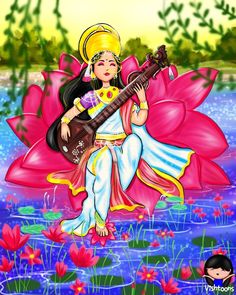 Goddess Saraswati Image Mata Saraswati, Ganesh Painting, Saraswati Painting, 3d Rangoli, God Drawing, Saraswati Photo, Power Of Knowledge, Goddess Saraswati, Window Illustration