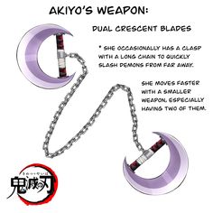 akiyo’s weapon Demon Slayer Swords Oc, Moon Scythe, Avatar Airbending Poses, Ninja Gear, Super Powers Art, Magic Design