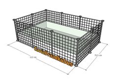 a wire cage is shown with measurements for the sides