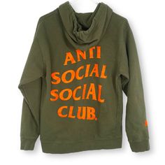 “Paranoid” Green Hoodie From Anti Social Social Club X Undefeated. 100% Cotton Drawstring Hood Some Minor Wash Wear, Overall Great Condition! Size Small Orange Cotton Hoodie With Letter Print, Orange Letter Print Hoodie For Streetwear, Casual Orange Sweatshirt For Streetwear, Orange Athleisure Top For Streetwear, Graphic Print Orange Sweatshirt For Streetwear, Casual Orange Hoodie With Letter Print, Casual Orange Hoodie For Streetwear, Orange Graphic Print Hoodie For Streetwear, Orange Hooded Top For Streetwear