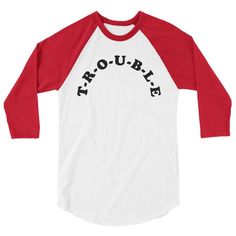 "Trouble 90s Country T-Shirt *This is a made to order T-shirt. The shirt will be made after your order is placed. They generally take about 3 business days to make but can take longer depending on workload. I will provide you with a tracking number after the order ships. About the shirts Regular T-shirt Description The American Apparel 2001 is the classic t-shirt. Its fine jersey cotton construction makes it extremely soft and comfortable to wear. It's a good choice for day-to-day wear - it's du 90s Red T-shirt With Text Print, Retro Raglan Sleeve T-shirt With Graphic Print, Streetwear Raglan Sleeve Tops With Letter Print, College Raglan Sleeve T-shirt With Letter Print, Red Hip Hop Top With Logo Print, Retro Raglan Sleeve Top With Letter Print, Letter Print Raglan Sleeve T-shirt For College, 90s Text Print Tops For College, Graphic Tee Raglan Sleeve T-shirt For Streetwear